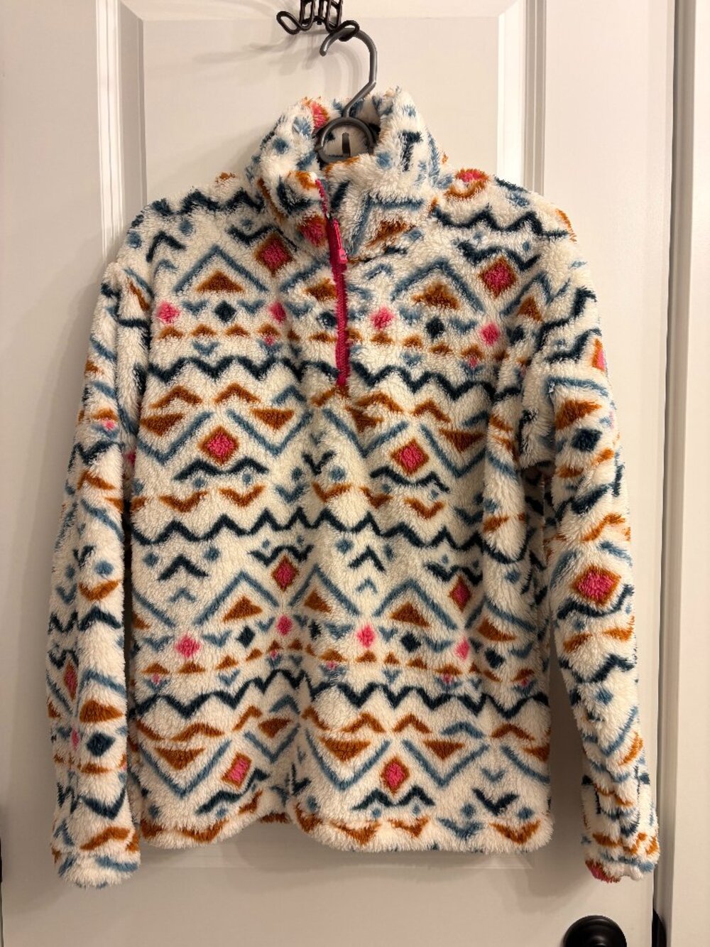 Eddie Bauer Women’s Sherpa Fleece Quarter Zip Pullover Size Small Aztec